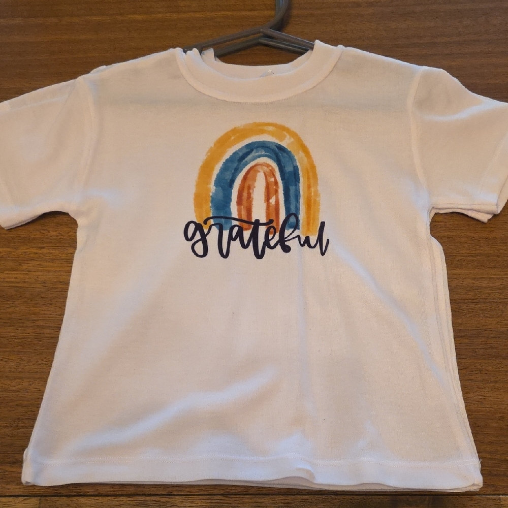 Grateful Kids White T-Shirt with Rainbow Design